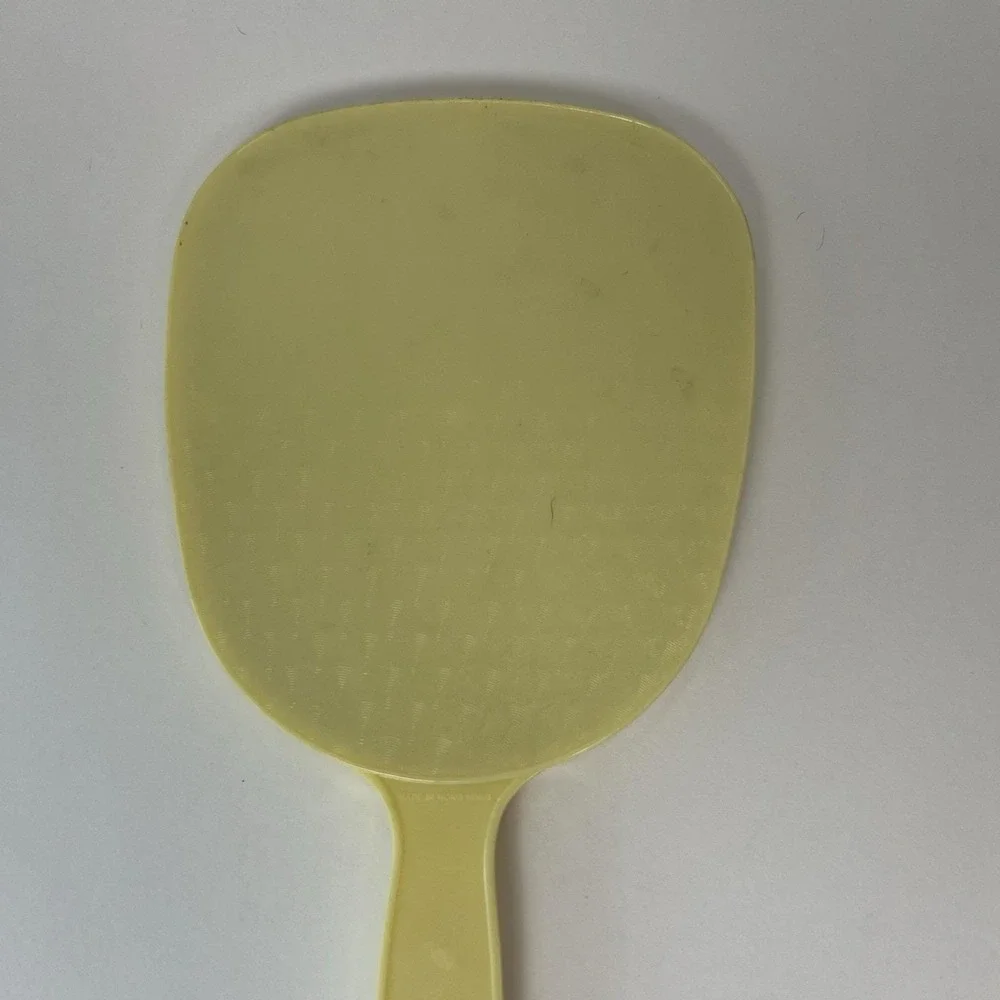 Vintage Handheld Makeup‎ Mirror Vanity Hand Mirror Yellow 70's
